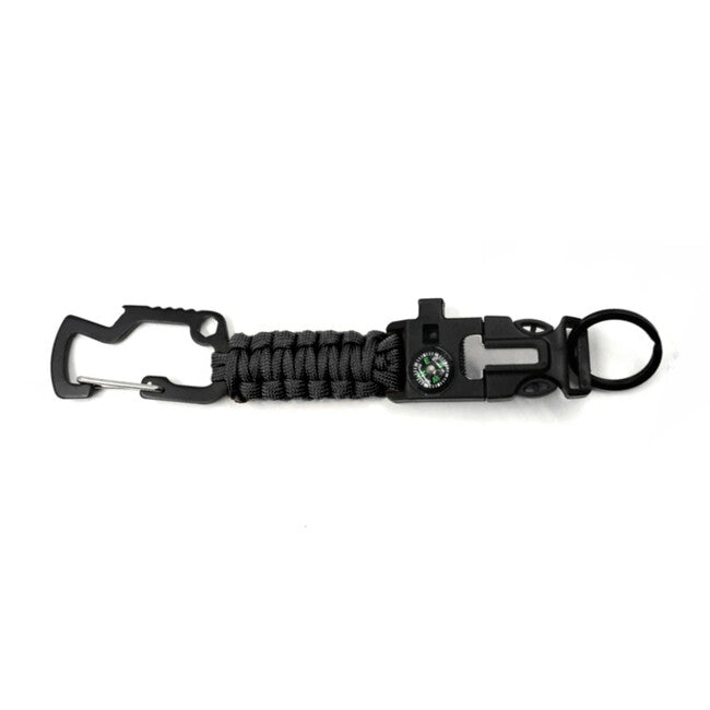 WARAGOD breloc paracord Laito multifuncțional 8 în 1 supraviețuire, negru