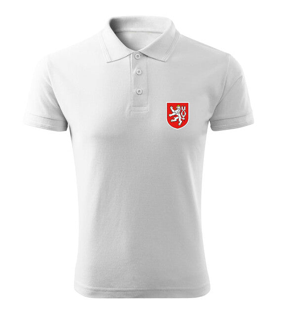 DRAGOWA tricou polo cu stemă cehă mică colorată 200 g/m², alb