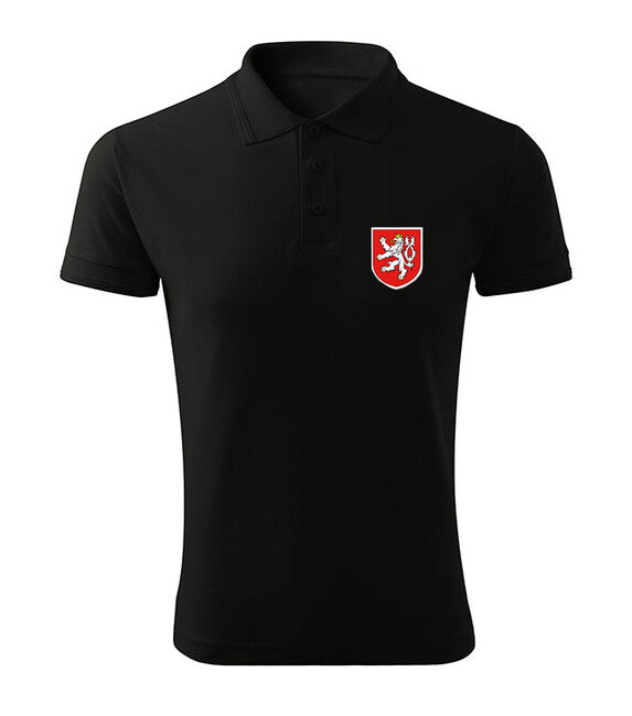 DRAGOWA tricou polo cu stemă cehă mică colorată 200 g/m², negru