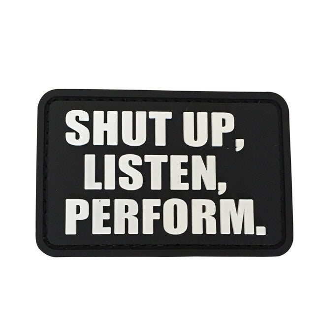WARAGOD Emblemă Shut up PVC, neagră