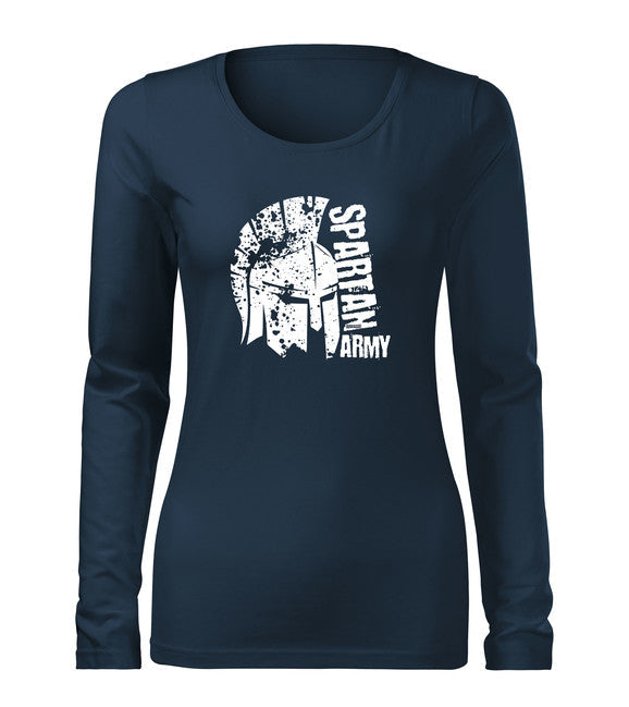 DRAGOWA Slim León tricou cu mânecă lungă pentru femei 160 g/m², bleumarin