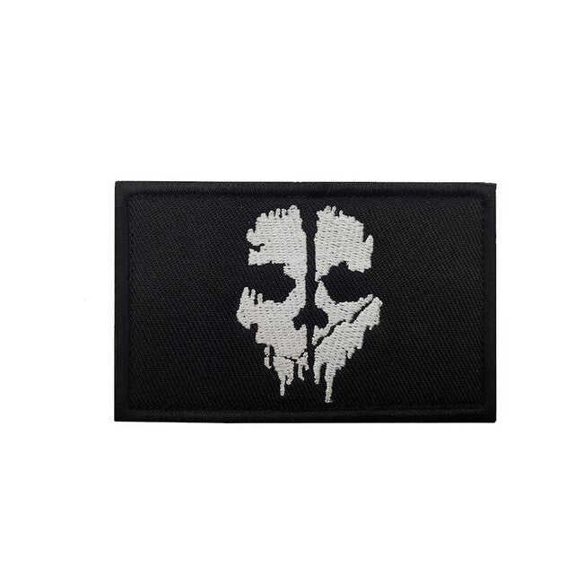 WARAGOD Call of Duty ghost mask emblemă brodata, neagră-alb