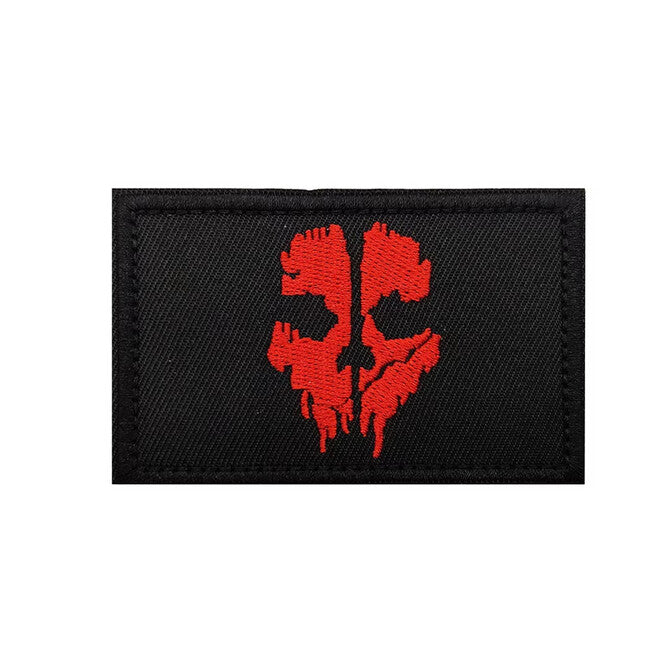 WARAGOD Call of Duty ghost mask emblemă brodata, neagră-roșu