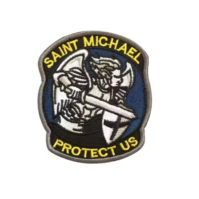 WARAGOD Saint Michael Protect Us emblemă brodata, galbenă