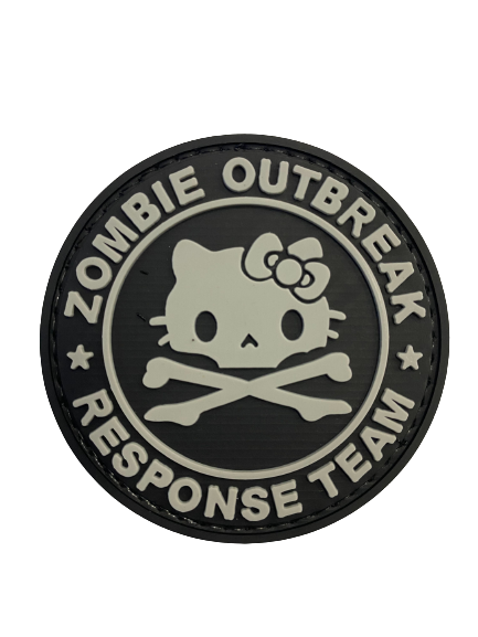 WARAGOD Zombie Outbreak Kitty PVC emblemă, gri negru