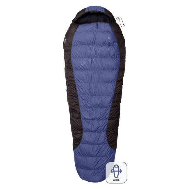 Warmpeace VIKING 600 sac de dormit 195 cm WIDE R, shadow blue/grey/black