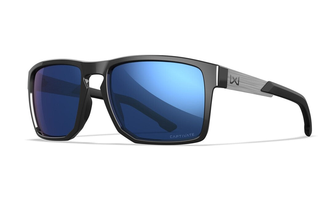 Wiley X Apex ochelari de soare, Captivate Polarized Blue Mirror/ Gloss Black