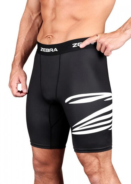 Zebra pantaloni scurți de compresie, negri