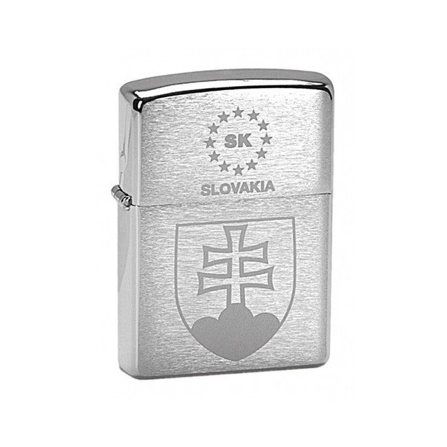 Zippo brichetă benzinică cu motiv Republica Slovacă, cromat