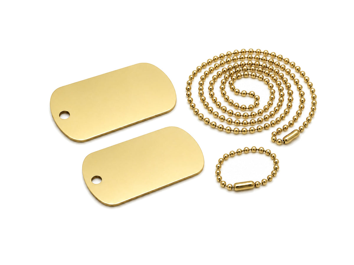 Waragod Dog-Tags plăcuțe de identificare pentru câini set cu lanțuri, aurii