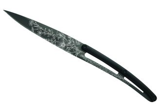 Set de 6 cuțite de friptură Deejo lamă neagră titan lamă ascuțită mâner nergru ABS design Blossom