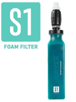 Sticlă din silicon cu filtru de apă Sawyer, albastră