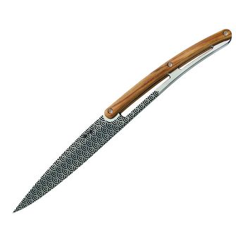 Set de 6 cuțite Deejo lama lucioasă mâner lemn de măslin design Geometrie