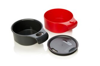 humangear CupCUP Cupă de drumeție 2 în 1 cu ceașcă suplimentară integrată și capac roșu cărbune