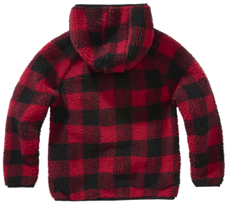 Jachetă pentru copii Brandit Teddyfleece pentru copii cu glugă, roșu/negru