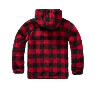 Jachetă cu glugă din fleece Brandit Teddyfleece Worker, roșu/negru