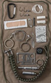 Mil-Tec Paracord Kit de supraviețuire, negru