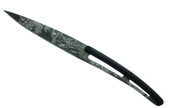 Set de 6 cuțite de friptură Deejo lamă neagră titan lamă ascuțită mâner nergru ABS design Toile de Jouy