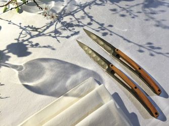 Set de 6 cuțite de friptură Deejo lamă titan cu suprafață din lemn de măslin design Art Déco
