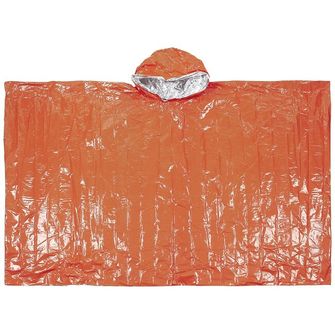 Poncho de urgență FoxOutdoor, portocaliu, acoperit cu aluminiu pe o parte