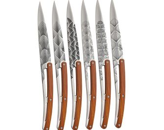 Set cuțite pliabile pentru friptură Deejo Tattoo cu finisaj lucios coralwood design Art Déco