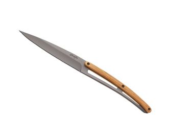 Set de 6 cuțite Deejo Table gri titan mâner lemn de măslin lamă ascuțită