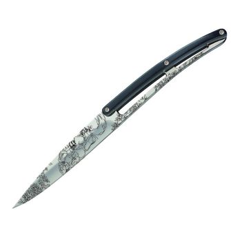 Set de 6 cuțite Deejo lama lucioasă mâner negru ABS design Toile de Jouy