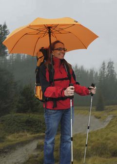 EuroSchirm teleScope teleScope handsfree UV Umbrelă telescopică de trekking cu atașament pentru rucsac, portocaliu