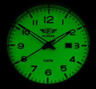 hodinky s koženým remienkom Flieger zelené fosforekujúce 