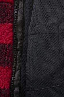 Jachetă pentru copii Brandit Teddyfleece pentru copii cu glugă, roșu/negru
