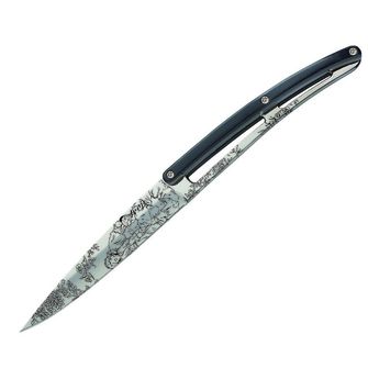 Set de 6 cuțite Deejo lama lucioasă mâner negru ABS design Toile de Jouy