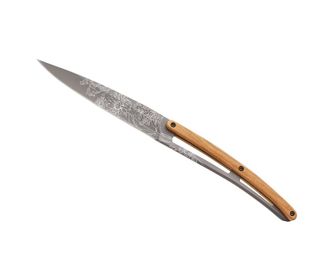 Set cuțite pliabile pentru friptură Deejo Tattoo gri titan lemn de măslin Blossom