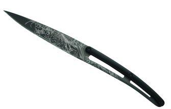 Set de 6 cuțite de friptură Deejo lamă neagră titan lamă ascuțită mâner nergru ABS design Blossom