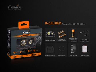 Lanterna frontală reîncărcabilă Fenix ​​​​HM65R + Fenix ​​​​E-LITE