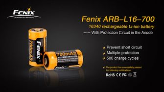 Fenix baterie reîncărcabilă RCR123A 700 mAh, Li-Ion
