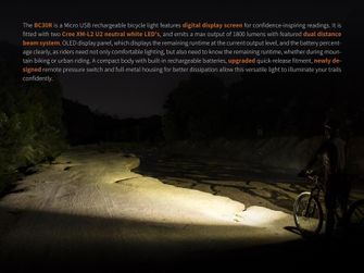 Lanterna pentru bicicletă reîncărcabilă Fenix BC30R (1800 lumeni)
