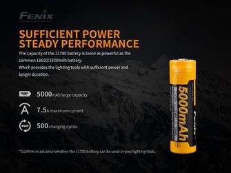 Baterie reîncărcabilă Fenix ​​21700 5000 mAh Li-Ion