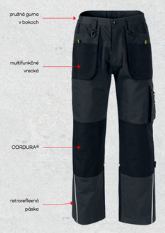 Pantaloni de lucru pentru bărbați Rimeck Ranger Cordura®, gri