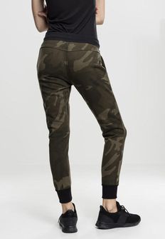 Pantaloni de trening Urban Classics Camo Terry pentru femei, camo măsliniu