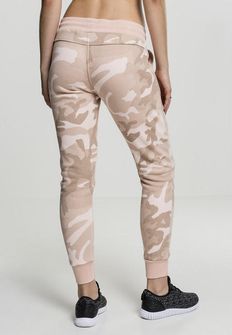Pantaloni de trening Urban Classics Camo Terry pentru femei, rose camo