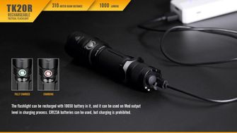taktická LED baterka Fenix TK20R 1000lumen nabíjací kábel 