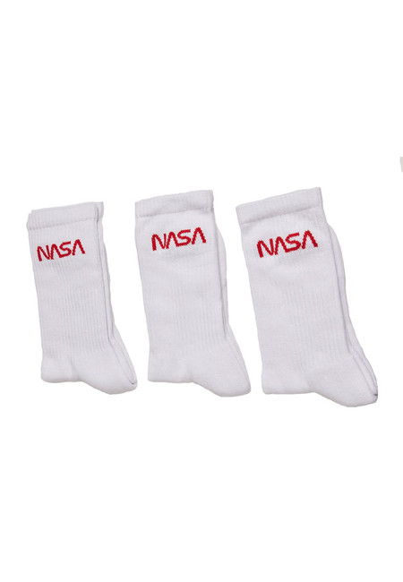 NASA șosete pentru bărbați Worm logo 3 perechi, albe
