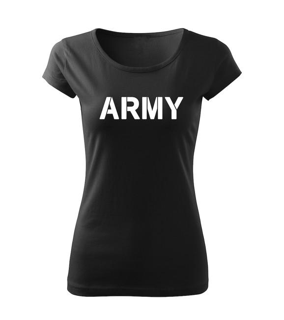 DRAGOWA tricou de damă army, negru 150g/m2