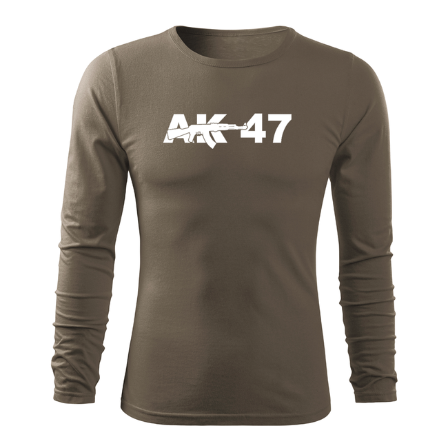 DRAGOWA Fit-T tricou cu mânecă lungă ak47, oliv 160g/m2