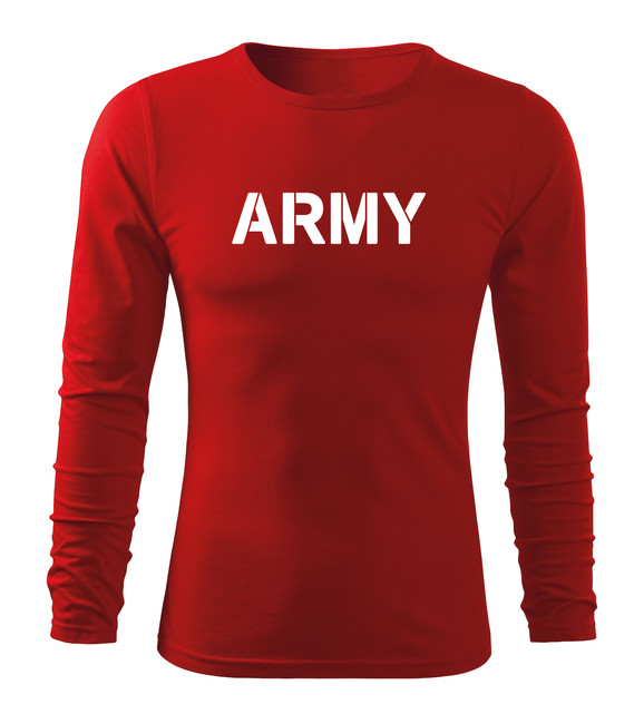 DRAGOWA Fit-T tricou cu mânecă lungă army, rosu 160g/m2