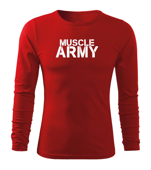 DRAGOWA Fit-T tricou cu mânecă lungă muscle army, rosu 160g/m2