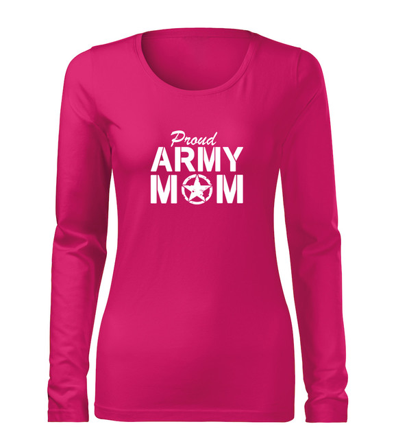 DRAGOWA Slim tricou de damă cu mânecă lungă army mom, roz 160g/m2