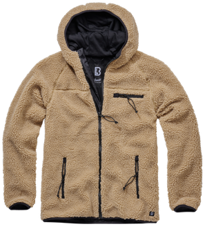 Jachetă cu glugă din fleece Brandit Teddyfleece Worker, camel