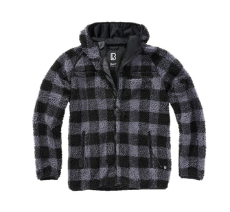 Jachetă cu glugă din fleece Brandit Teddyfleece Worker, negru/gri