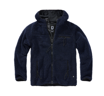 Jachetă cu glugă din fleece Brandit Teddyfleece Worker, albastru marin